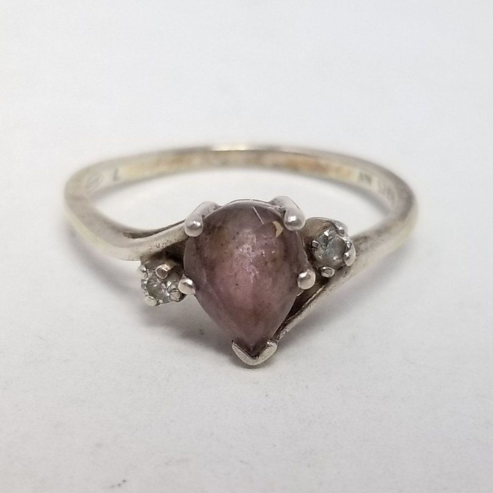 Avon Silver-Tone Ring with Pink Teardrop Stone